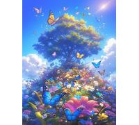 Peinture Enfant Les Arbres, Acrylique Pigment Peinture Numero Adulte 70x100cm, Activité Manuelle Adulte, Applicable à Famille Murs Décoration, Idéal Comme Cadeau Festival, Avec cadre Les Fleurs A-699
