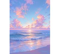 Peinture Enfant Plage De Sable, Acrylique Pigment Peinture Numero Adulte 40x50cm, Activité Manuelle Adulte, Applicable à Famille Murs Décoration, Idéal Comme Cadeau Festival, Avec cadre Mer A-655
