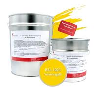 Peinture époxy 2K - Revêtement de sol époxy - Peinture au sol - Peinture pour béton - Pour garage, atelier, cave, industrie - 5 kg - RAL 1023 - Jaune de signalisation