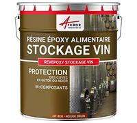 Peinture Époxy Alimentaire Cuve à Vin, Béton 4 kg Rouge Brun - Ral 3011 | Contact Alimentaire, Protège Cuves à Vin Béton et Acier, Résiste à l'Alcool et aux Acides, sans Solvant - Arcane Industries