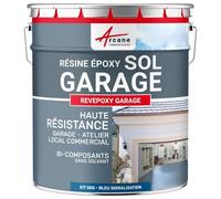 Peinture epoxy, garage, sol, atelier, local, commercial, magasin : Revepoxy garage - 5 kg (jusqu'à 16 m² en 2 couches) Bleu signalisation - RAL 5017 - ARCANE INDUSTRIES