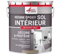ARCANE INDUSTRIES Peinture sol, résine epoxy, peinture pour sol, salon, cuisine, salle de bains, effet miroir : Revepoxy deco - 2.5 kg (jusqu'à 12.5 m² en 2 couches) Beige Gris - RAL 1019