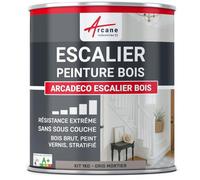 Peinture Escalier Bois Antidérapante Lessivable 1 kg Gris Mortier | Peinture Escalier Bois, Finition Velours, Adhère au Bois, Antidérapante, Lessivable, Séchage Rapide - Arcane Industries
