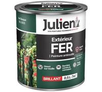 Julien Peinture Fer Anti-Rouille Brillant - Portes, grilles, portails, mobilier de jardin en métal - Vert Basque 0,5 L