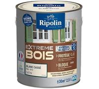 RIPOLIN - Peinture pour Bois Intérieur/Extérieur - Sans Sous-couche Ultra-couvrant - Résiste aux Intempéries, UV et Chocs - Protège et Magnifie - Lessivable - Satin - 2,5L - Blanc Casse