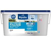 RIPOLIN - Peinture Façade 2 en 1 Extrême Extérieur - Sous-Couche Intégrée - Très Forte Adhérence - Protection Contre Micro-organismes - Résistance aux UV et Intempéries - Mat - 2,5L - Blanc