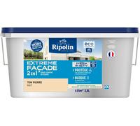 RIPOLIN - Peinture Façade 2 en 1 Extrême Extérieur - Sous-Couche Intégrée - Très Forte Adhérence - Protection Contre Micro-organismes - Résistance aux UV et Intempéries - Mat - 2,5L - Ton Pierre