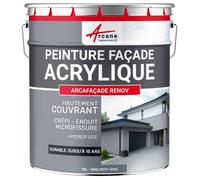 Peinture Façade Acrylique pour Crépi 10 L Gris petit-gris - RAL 7000 | Imperméabilise Façades, Couvre les Micro-Fissures, Microporeux, Fort Pouvoir Couvrant, Finition Mate - Arcane Industries
