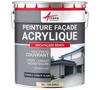Peinture Façade et Crépi - Arcafaçade Rénov - 10 L (+ ou - 60 m² en 1 couche) Ton Sable - RAL 085 90 20