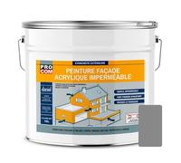 Peinture façade PROCOM crépi, façade à relief, imperméabilisation et protection des façades - Durable jusqu'à 10 ans 10 litres Gris (RAL 7001)