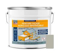 Peinture façade PROCOM crépi, façade à relief, imperméabilisation et protection des façades - Durable jusqu'à 10 ans 10 litres Gris béton (RAL 7044)