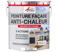 ARCANE INDUSTRIES Peinture façade, Anti Chaleur, coolroof, réfléchissante, ARCAREFLECT - 10 L Blanc