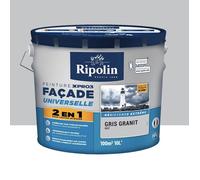Peinture Façade Universelle 2 en 1 avec Sous-Couche Intégrée - Mat - 10L - Gris Granit - Ripolin XPRO3