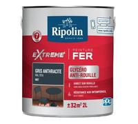 Peinture fer extérieur RIPOLIN Extrême mat gris anthracite 2L