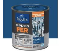 RIPOLIN Peinture fer glycéro XPRO3 Fer Brillant Bleu océan 0,5 L
