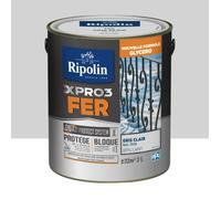 Peinture fer glycéro Ripolin XPRO3 Fer Brillant Gris Clair 2 L