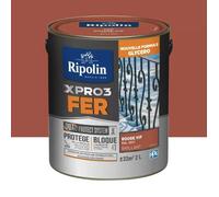 Peinture fer glycéro Ripolin XPRO3 Fer Brillant Rouge Vif 2 L