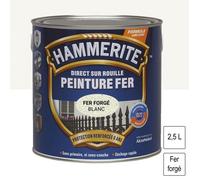 Peinture fer - HAMMERITE - 2,5L - Direct sur Rouille - Blanc Brillant - Extérieur