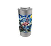 Peinture Flamant Rose Van Gogh Nuit étoilée Gobelet isotherme en acier inoxydable double paroi