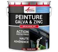 ARCANE INDUSTRIES Peinture galva et Zinc, toiture, gouttière - 0.5 L Rouge Brun - Ral 3011