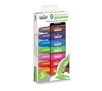 Peinture gouache - Bâtons - 9 couleurs - Lavable - Scolaire - Loisirs créatifs -