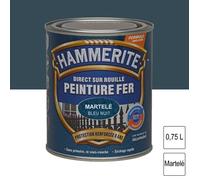 Peinture - Hammerite - Fer martelé - 0.75L - Bleu nuit - Protection 8 ans