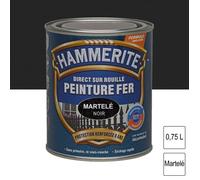 Hammerite Peinture Fer Martelé Direct sur rouille 0,75 L Noir Brillant