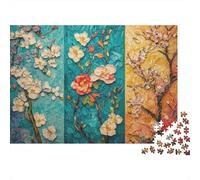 Peinture Huile Fleurs Puzzle 1000 Pièces avec Assemblage Fluide, Puzzle Adulte Impossible Difficile Très Difficile Défiante pour Une Activité en Famille, Cadeau De Retraite 38x26cm/1000pcs