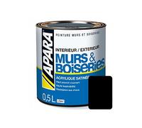Peinture intérieure couleur, acrylique satinée 0.5 litre Noir