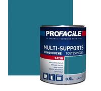Peinture intérieure multi-supports, satin, murs, plafonds, boiseries, radiateurs, sans odeur 0.5 litre Bleu Paon / Phare