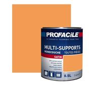 Peinture intérieure multi-supports, satin, murs, plafonds, boiseries, radiateurs, sans odeur 0.5 litre Clementine