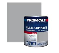 Peinture intérieure multi-supports, satin, murs, plafonds, boiseries, radiateurs, sans odeur 0.5 litre Gris clair
