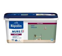 RIPOLIN - Peinture Intérieure Multi-Supports - Murs, Boiseries & Radiateurs - Ultra couvrante - Monocouche - Confort d'application - Aspect Velours - Vert Simsun - 2,5L