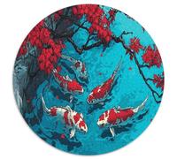 Peinture Japonaise Abstraite,Puzzles pour Adultes 1000pcs (67.5x67.5cm),Jeux De Défi Koï Fish Swimming on The Lake