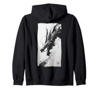 Peinture Japonaise Dragon à l'encre lavée, Sumi-e Brush Art Sweat à Capuche