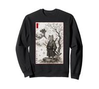 Peinture japonaise Kanagawa Edo Ukiyo-e Chat samouraï Sweatshirt