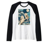 Peinture japonaise sur bois Motif hiboux des neiges Manche Raglan