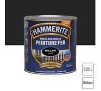 Peinture - JULIEN - Hammerite - 0.25 L - Noir - Brillant - Glycérophtalique