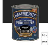 Peinture - JULIEN - Hammerite - 0.75 L - Noir - Brillant - Glycérophtalique