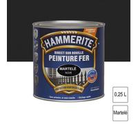 Hammerite Peinture pour fer extérieur Direct sur rouille Noir martelé 0,25 l