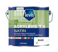 Peinture LEVIS ACRYLEVIS TX Satin Blanc 1L Intérieur murs, bois, PVC