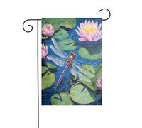 Peinture libellule - Drapeau de jardin imprimé 30,5 x 45,7 cm pour décoration extérieure, tissu avec manchon de 3 cm, convient pour jardin, pelouse, terrasse, balcon
