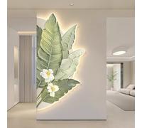 Peinture Lumineuse LED Art Mural, Décoration Murale Familiale 3D avec Lumière LED Dimmable, Applique Murale Moderne en Porcelaine Cristal pour Couloir Chambre à Coucher(A,70*35cm/27.56*13.78in)