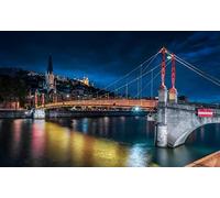 Peinture Lyon Nuit Rivière Pont Vue Sur La Ville Ville Lumières France Couleur Parler Peinture Par Numéros Bricolage Unique Toile Peinture À L'Huile Kit Peinture Numérique