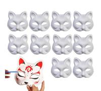 Peinture Masque de Voiture Non Peinte - 10pcs Forme de Chat Peinture Blanche Demi-Face Couverture, Chat Vierge Peinture Chat Blanc Chat Halloween Carnaval Part Favor Cosplay Props, Chat