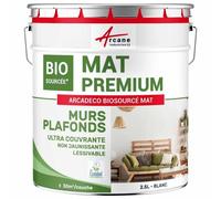 Peinture mat mur et plafond biosourcée - Peinture chambre, salon, pièces à vivre Blanc 2.5 L (+ ou - 30m² par couche)