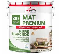 Peinture mat mur et plafond biosourcée - Peinture chambre, salon, pièces à vivre Blanc Perlé - RAL 1013 2.5 L (+ ou - 30m² par couche)