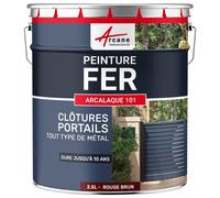Peinture métal et fer pour portail, grille, garde-corps : ARCALAQUE 101 Rouge Brun - Ral 3011 2.5 L