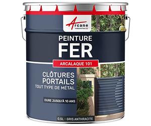Peinture Métal Fer Antirouille Extérieur Intérieur 0.5 L Gris Anthracite | S'Applique sans Primaire, Même sur Rouille, Résiste aux Uv, Lessivable, Fer, Acier, Fonte, Radiateurs - Arcane Industries