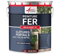 Peinture Métal Fer Antirouille Extérieur Intérieur 0.5 L Rouge Brun | S'Applique sans Primaire, Même sur Rouille, Résiste aux Uv, Lessivable, Fer, Acier, Fonte, Radiateurs - Arcane Industries